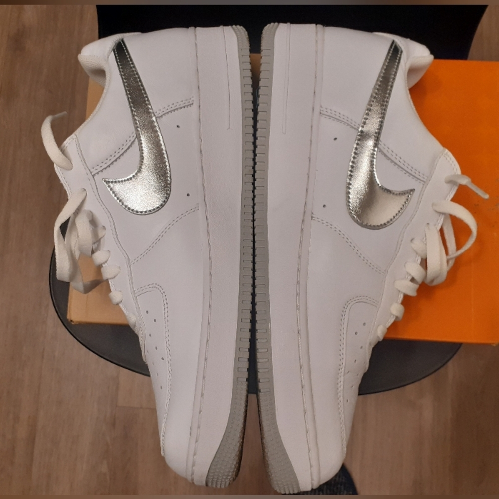 Size 14 - Nike Air Force 1 Low Color of the Month - White Silver Authenticity